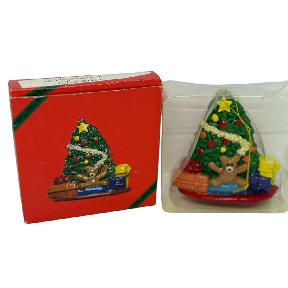 VTG Memories of Christmas Teddy Bear Tree Ornament Box – Holiday Collectible‎